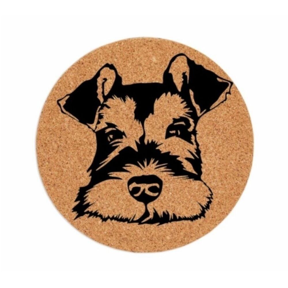 Schnauzer Dog Laser Engraved Trivet Heat Resistant Cork Pet Owner Kitchen Gift
